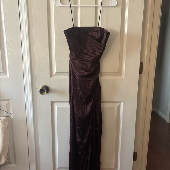 michael costello Chocolate Brown satin Gown - Picture 3 of 6